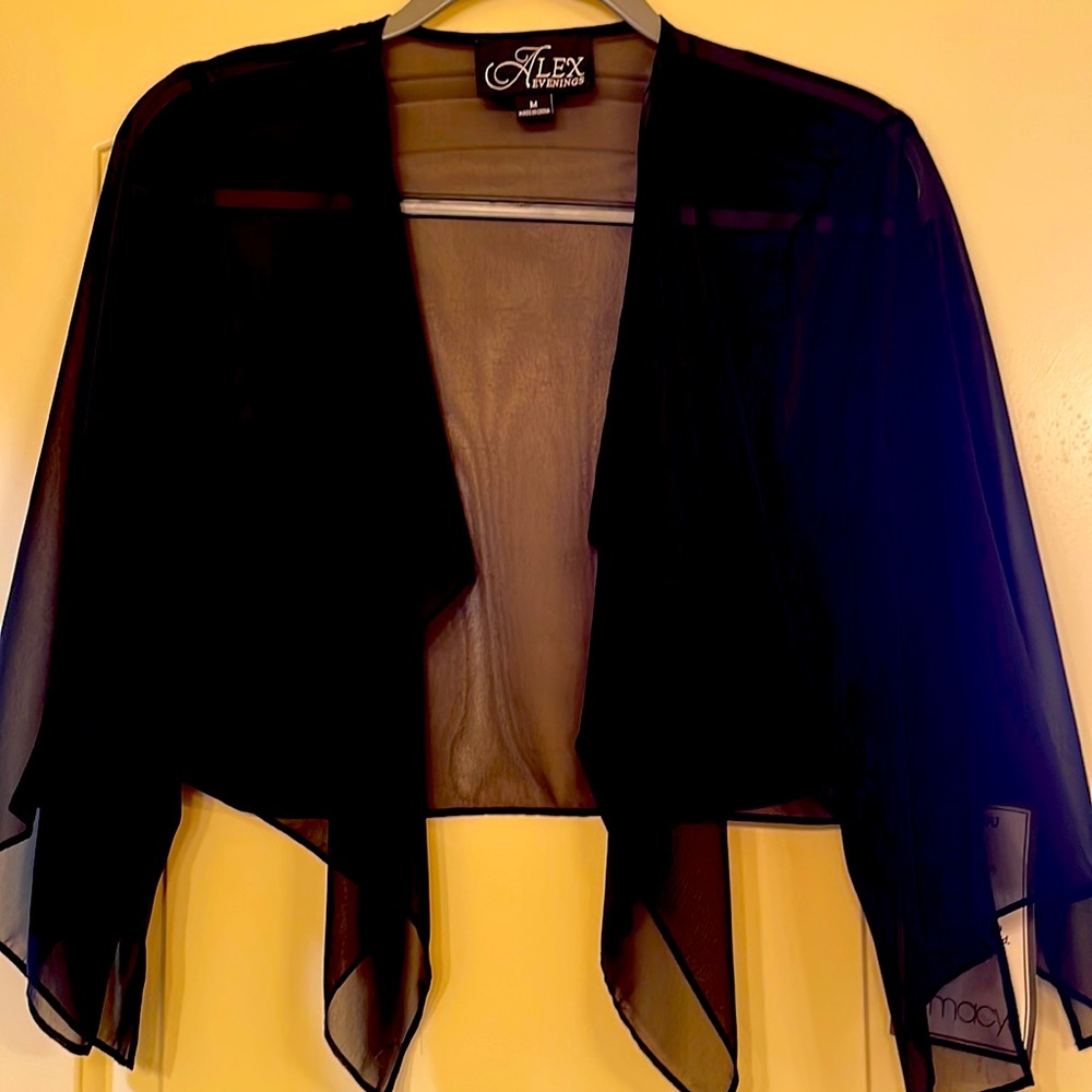 Alex Evenings Brand New - Black Semi Sheer Cover up - Wedding/Evening